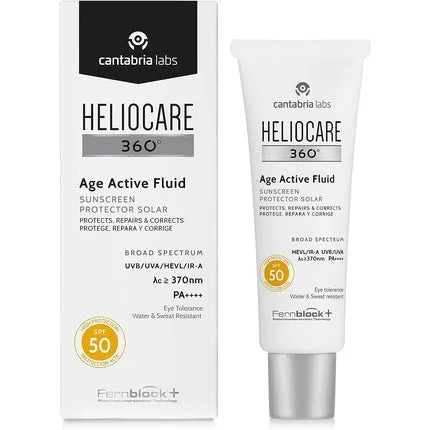 360° Age Active Fluid sunscreen cream Spf50, water and sweat resistant, 50 ml, Heliocare