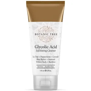 Botanic Tree Glycolic Acid Facial Cleanser Exfoliating Face Wash with AHA, 6 fl Oz