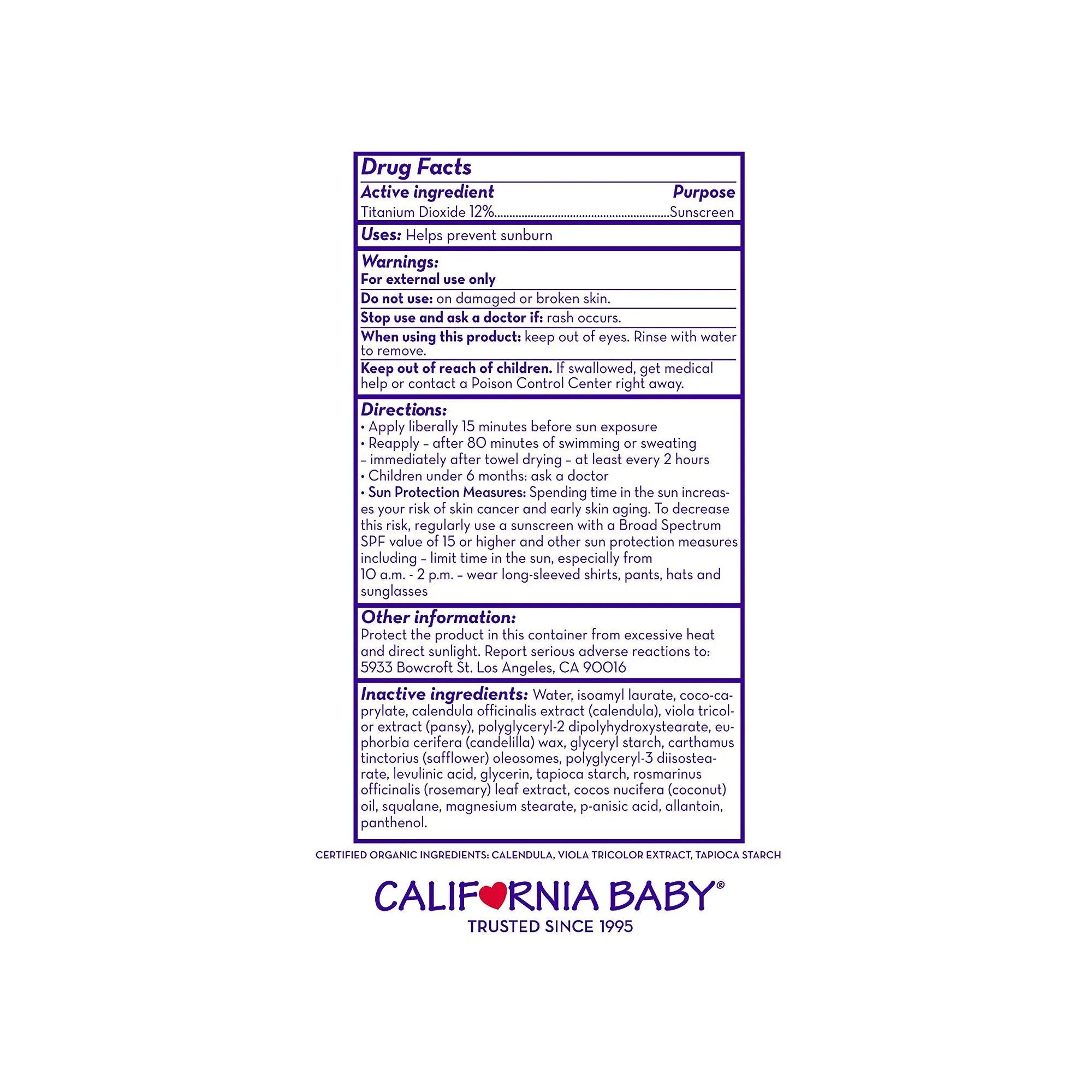 California Baby Super Sensitive™ (Fragrance Free) BROAD SPECTRUM SPF 30  SUNSCREEN