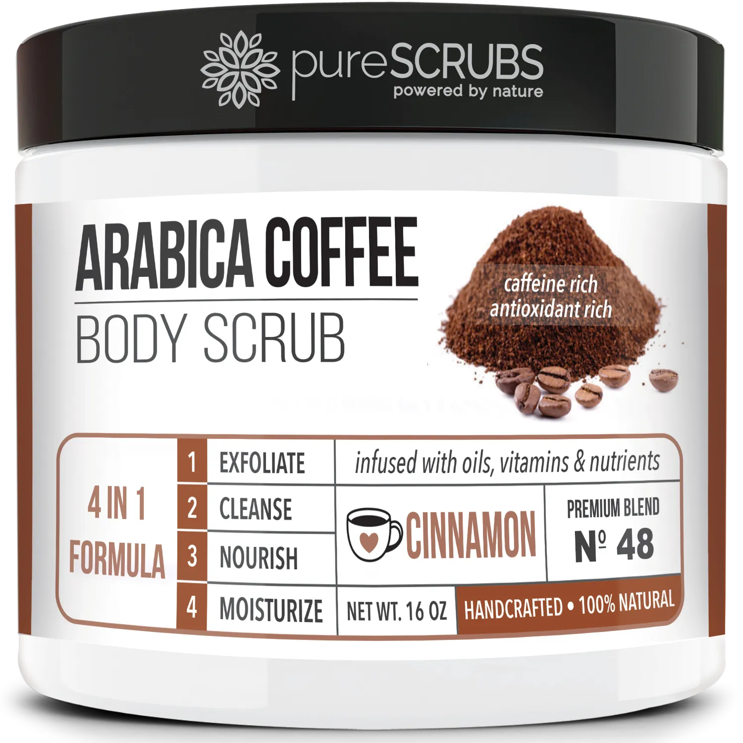 Cinnamon Body Scrub / Arabica Coffee / Premium Blend #48