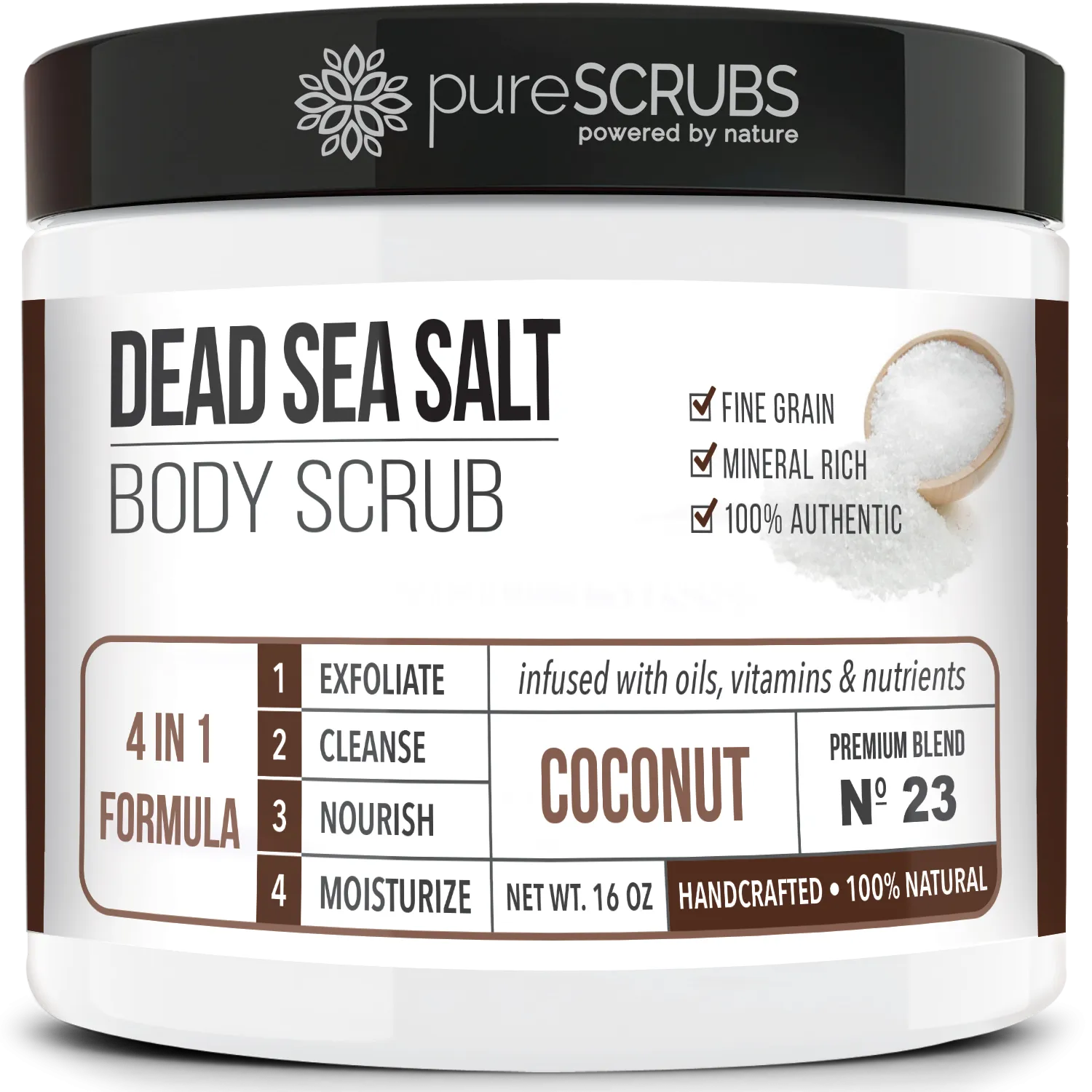 Coconut Body Scrub / Dead Sea Salt / Premium Blend #23