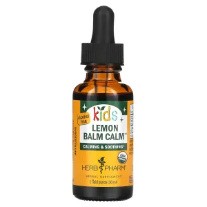 Herb Pharm, Organic Lemon Balm Soothing Syrup for Children alcohol-free, 1 fl oz (30 ml)