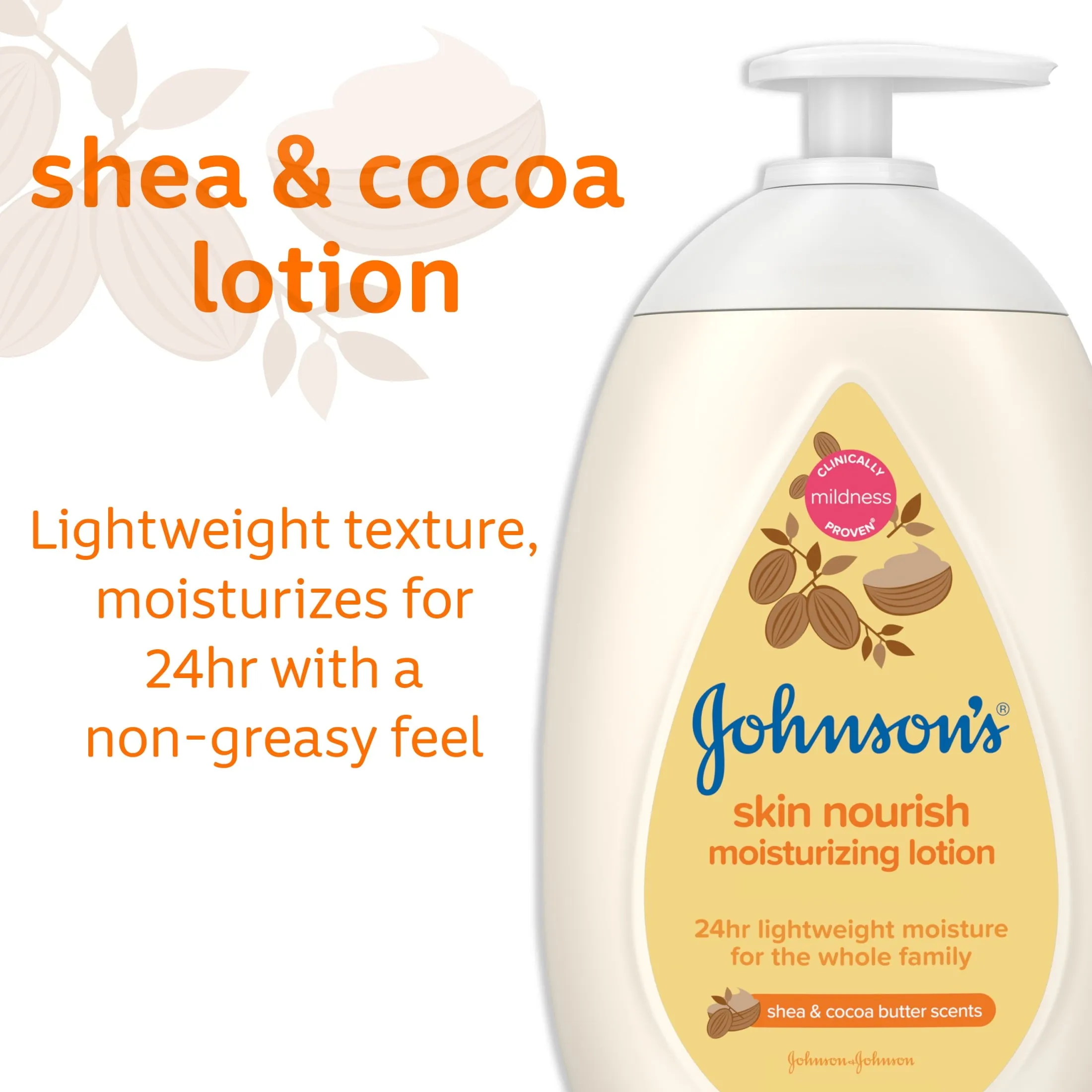 Johnson's Skin Nourish Moisturizing Body Lotion, Shea and Cocoa Butter 16.9 oz