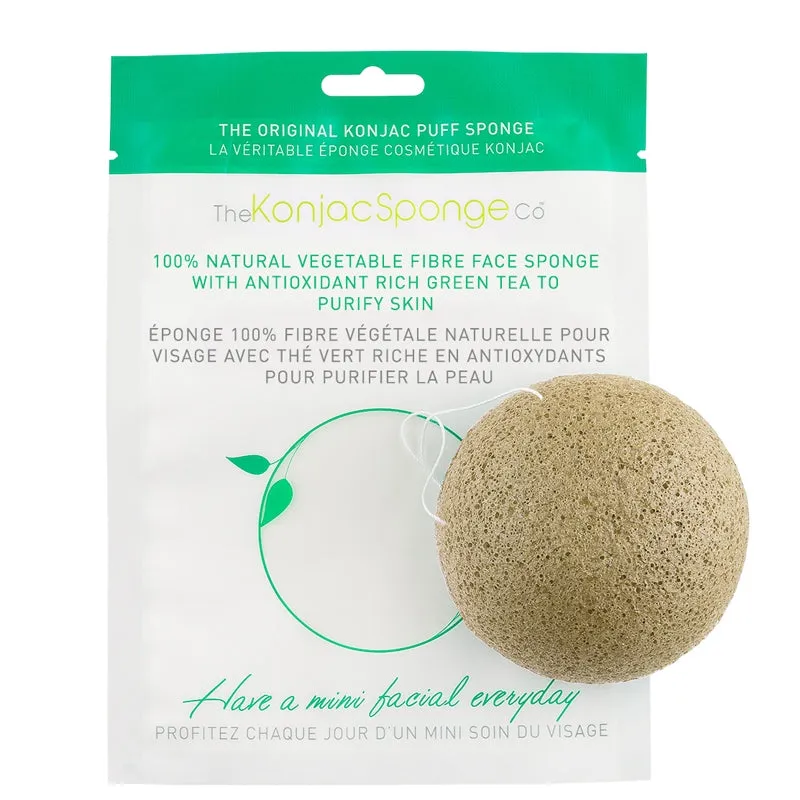 Konjac Sponge Facial Puff Sponge Green Tea for All Skin Types