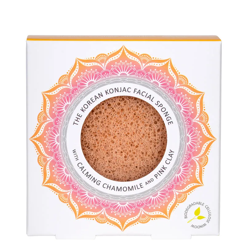 Konjac Sponge Facial Sponge Chamomile and Pink Clay for Normal and Sensitive Skin