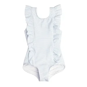 Powder Blue Stripe Ruffle One Piece